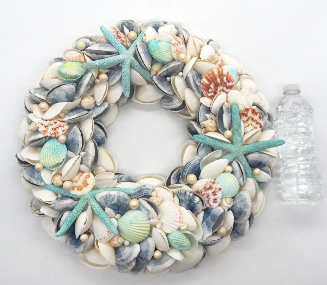 Coastal Seashell Starfish Wreath Nautical Beach Ocean Pearl Wreath Decor