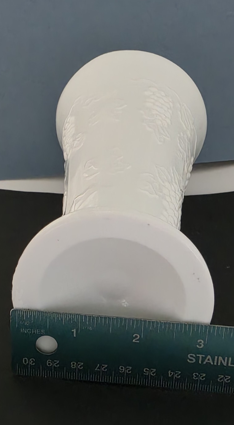 Vintage Milk Glass Lot of 3 Grape Pattern Vases & Compote Set White