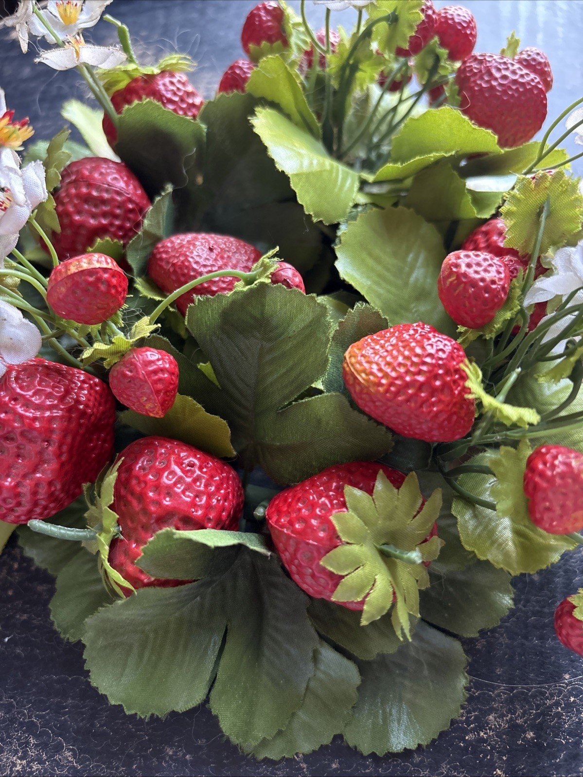 Vintage Floral Candle Ring Centerpiece Strawberries And Flowers