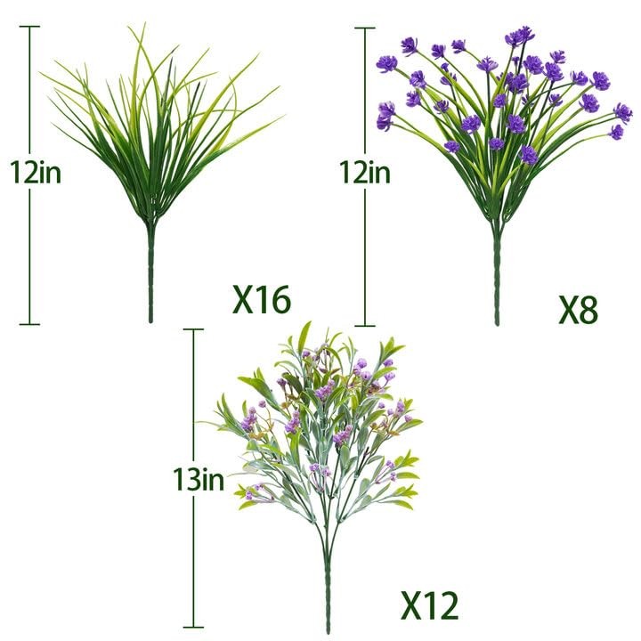 36 Pcs Artificial Flowers for Outdoor, UV Resistant Outdoor Fake Plants Faux …