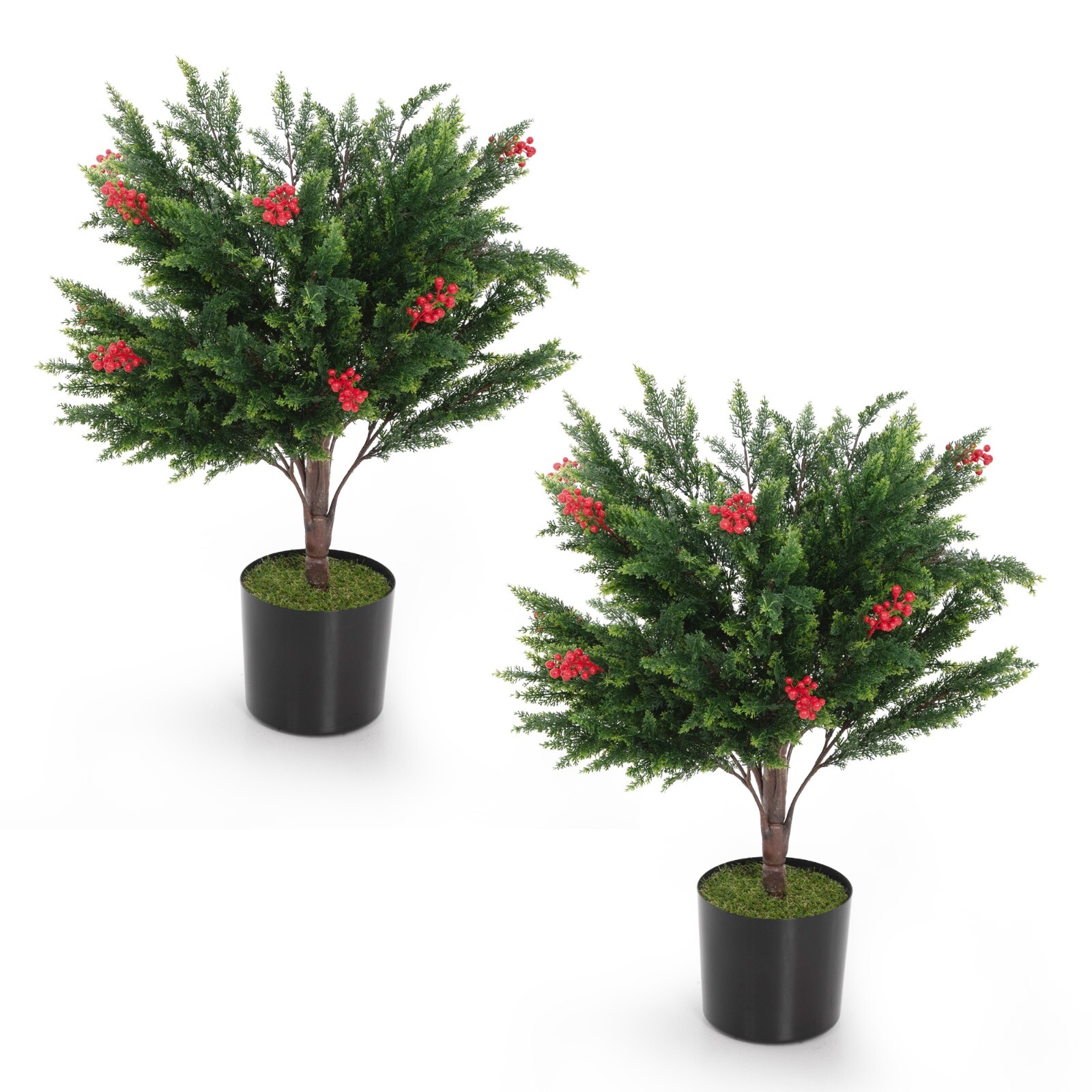 2-Pack 5.25 ft Artificial Cedar Topiary Trees Fake Evergreen Potted Pine Plants