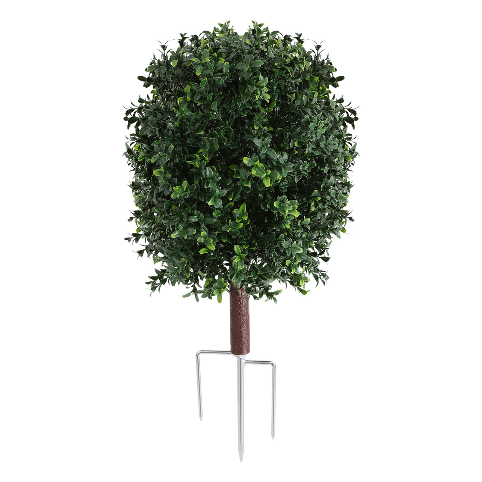 2pcs Artificial Boxwood Topiary Ball Trees 27″ UV with Three-Prong Ground Stakes