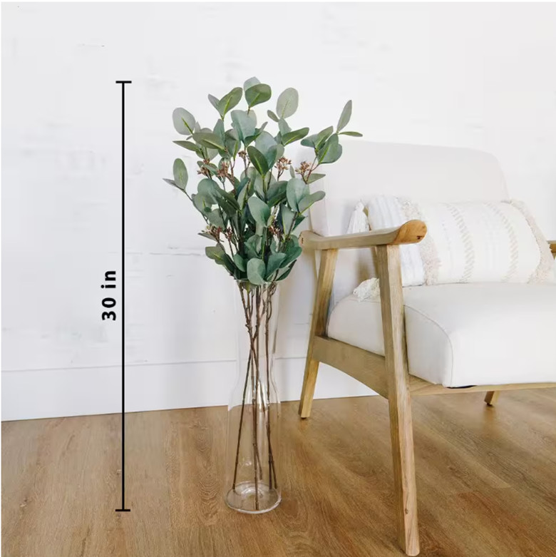 30 inch Sage Green Eucalyptus Branch with Fruit Artificial Stem (Set of 5)