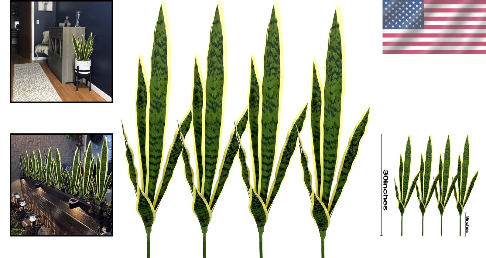 Realistic Faux Sansevieria Plants Set – Home Office Greenery
