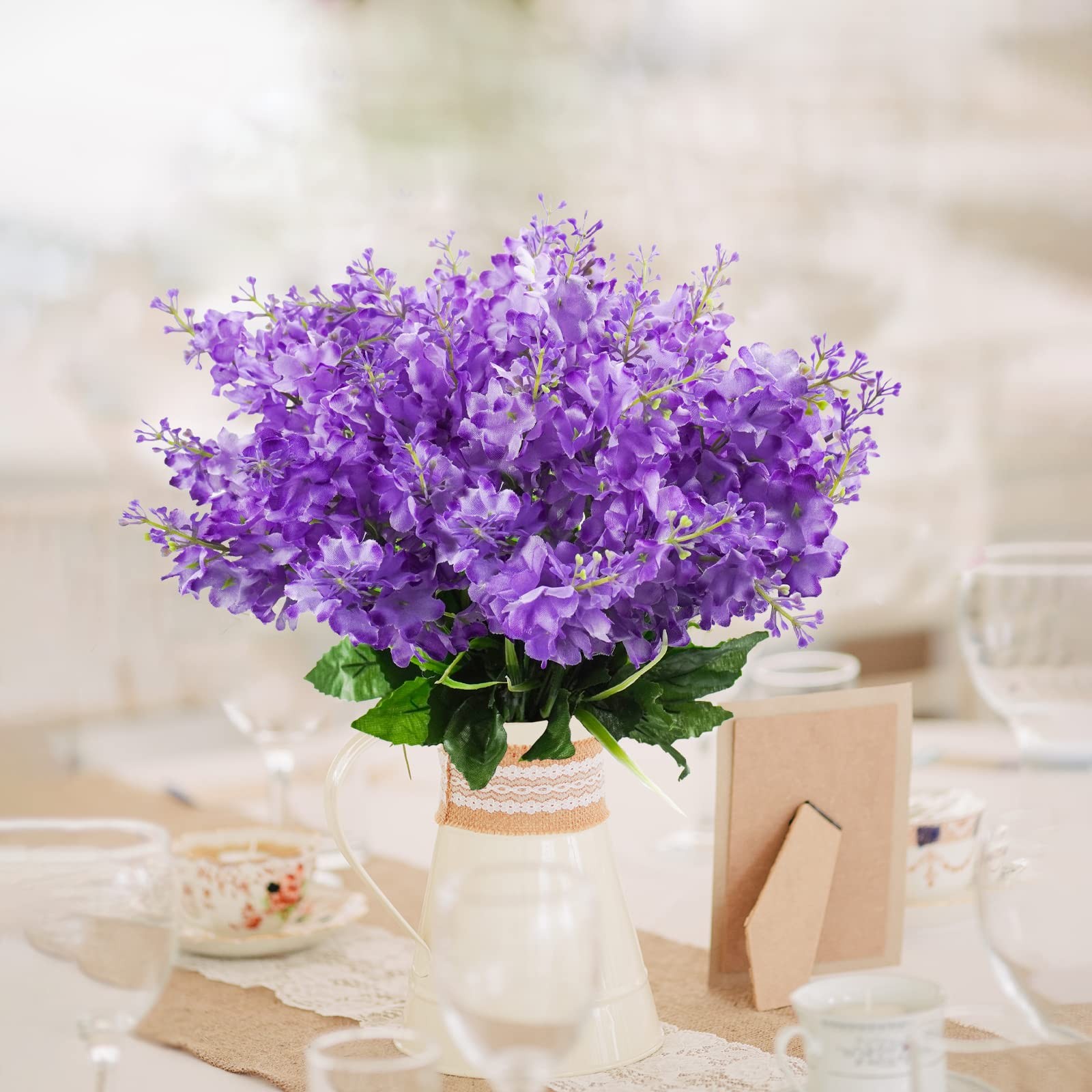 Uieke 6Pcs Artificial Fake Silk Wisteria Flowers, 13.7” Faux Hyacinth Flowers f