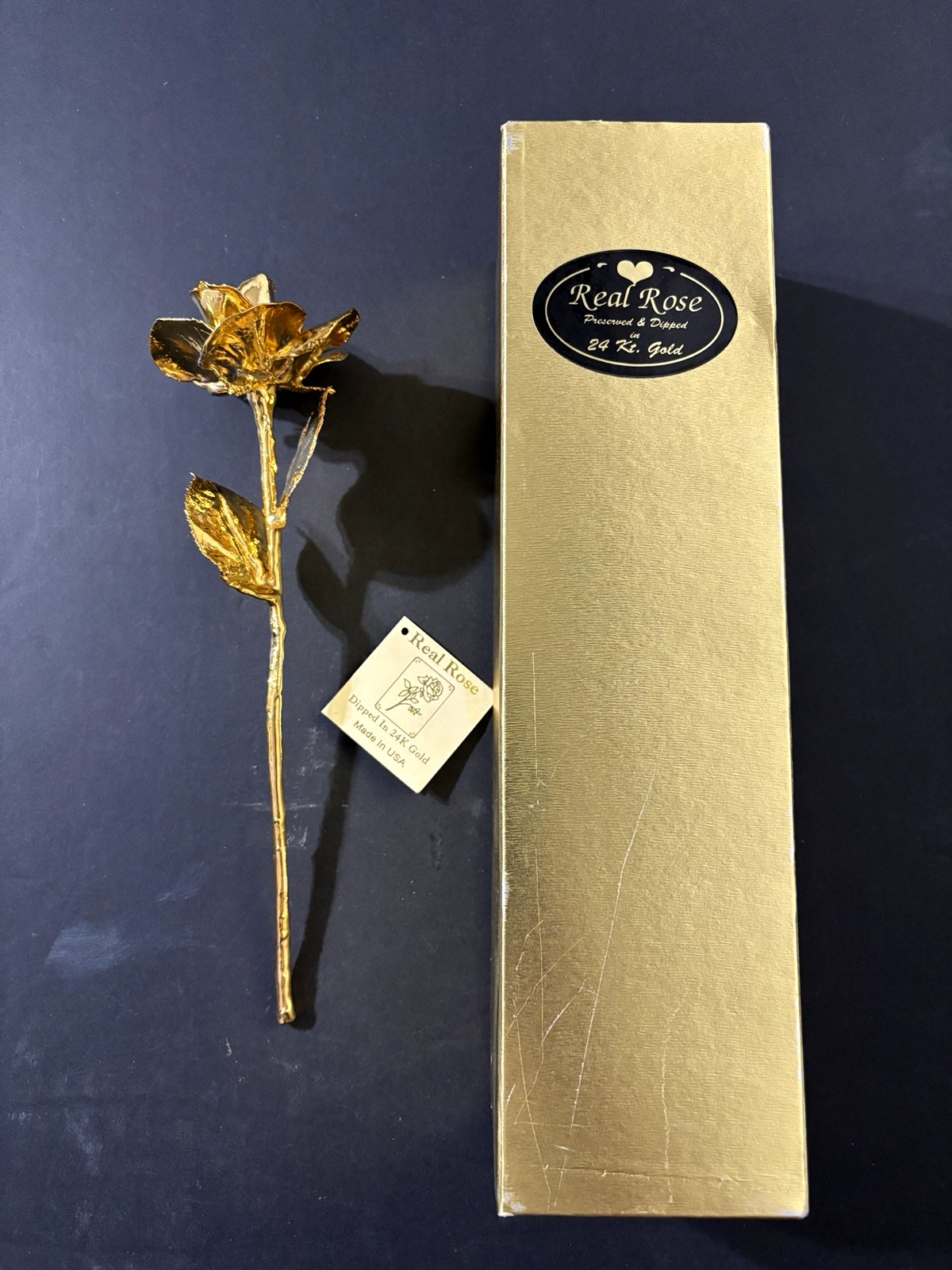 Real Rose Preserved and Dipped in 24K Gold – with Box