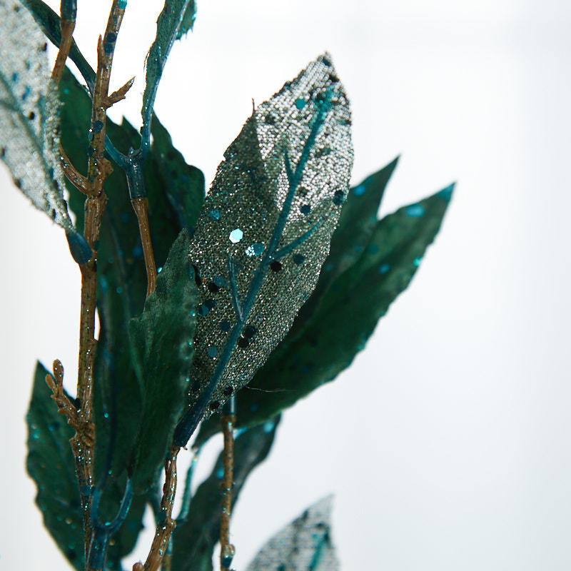 Set of 2 Peacock Glitter Leaf 36″ Decorative Floral Sprays