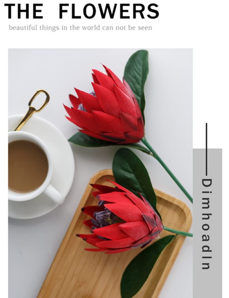 3 PCS Red Fake Artificial Silk Plastic King Protea Flowers Bouquet Centerpieces
