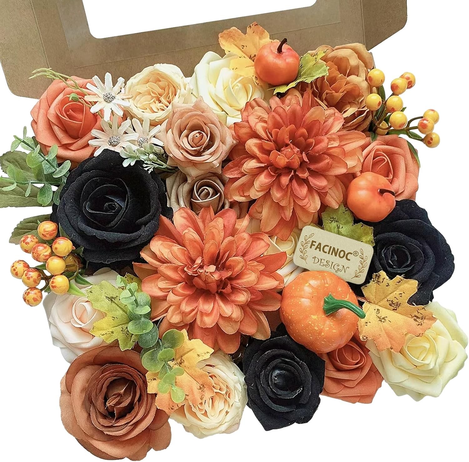 19 Pcs Dusty Blush Pink Roses, Artificial Bouquet Box Set DIY Bridal