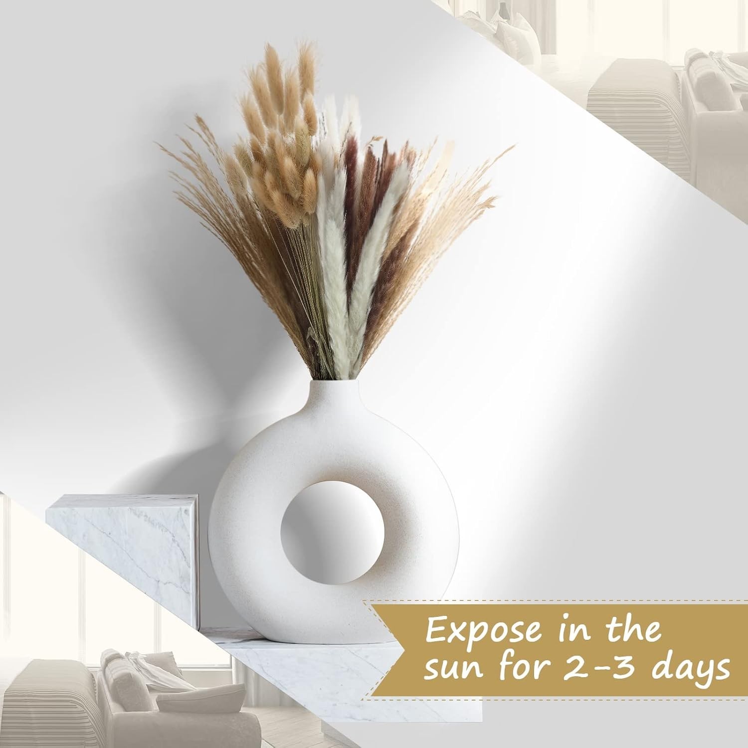 Versatile Dried Pampas Grass Decor – 190 Pieces for Weddings & Home Styling