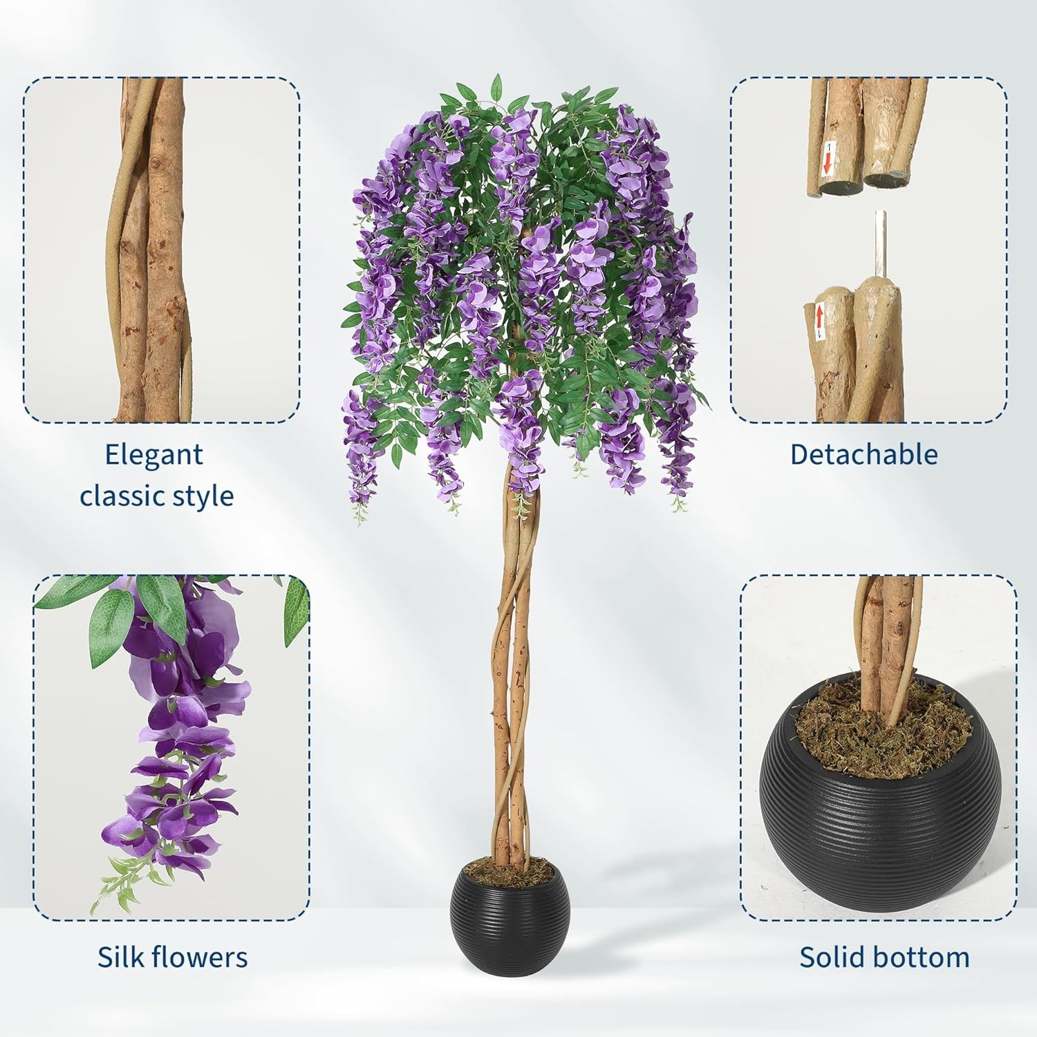 Realistic Artificial Flower Tree Lilac Wisteria Tree 120/150cm Tall Fake Plant