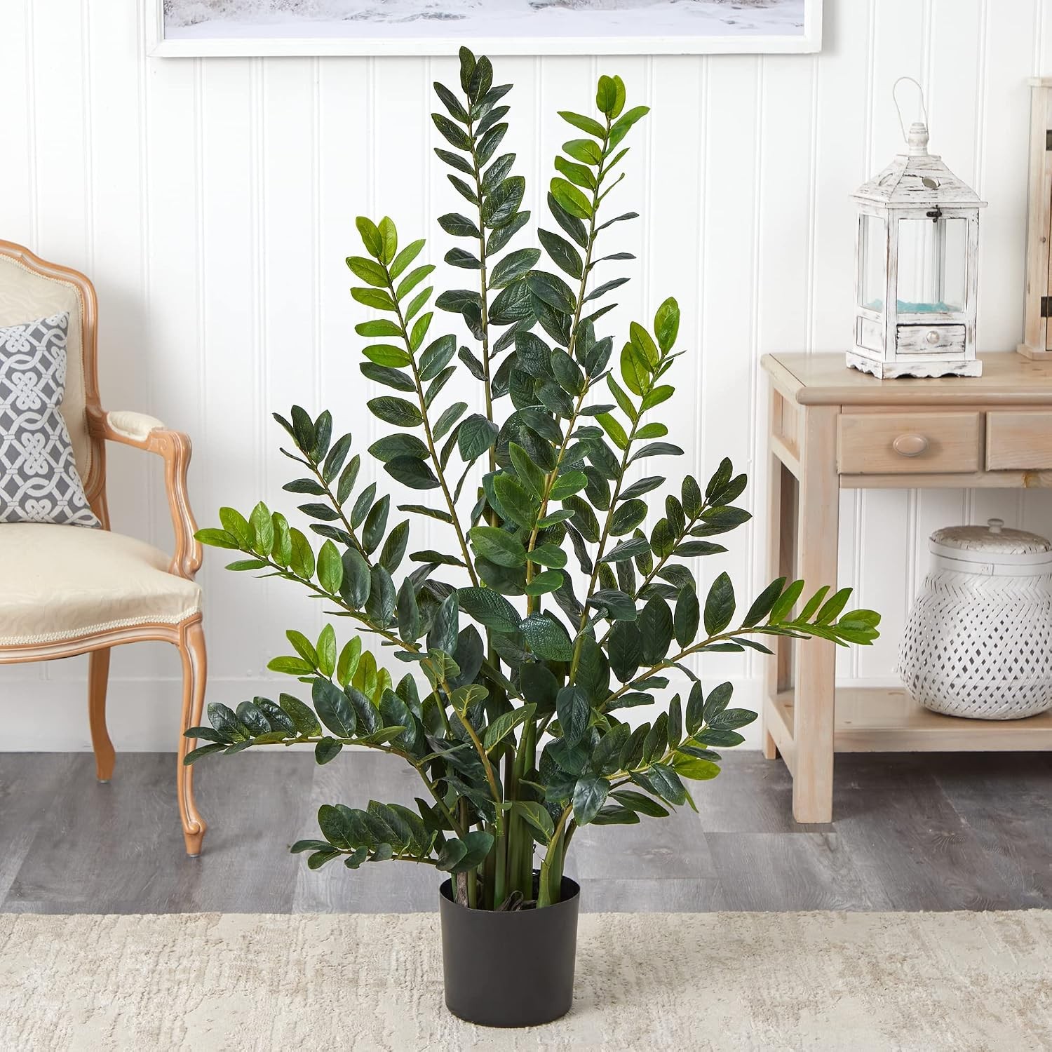 4ft Zamioculcas Artificial Silk Plant, 28″W x 14″D x 48″H, Bendable Stems