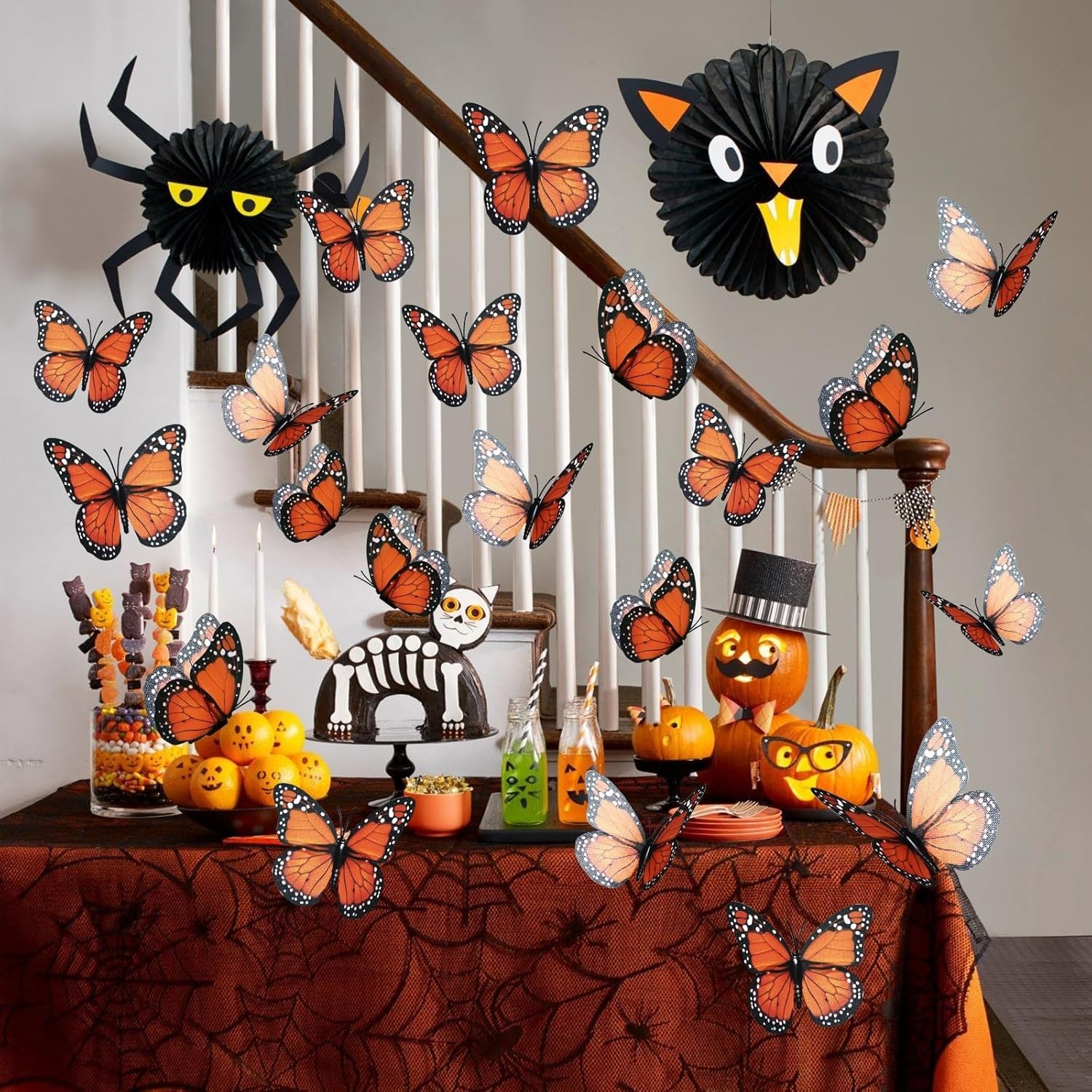 24 Pcs Monarch Butterfly Decorations 4 Size Artificial Monarch Feather Fake B…
