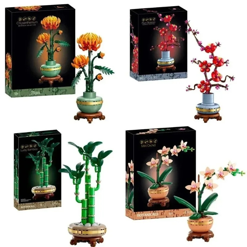 Icons Plum Blossom Building Set Adult Flower Home Decor DIY Gift