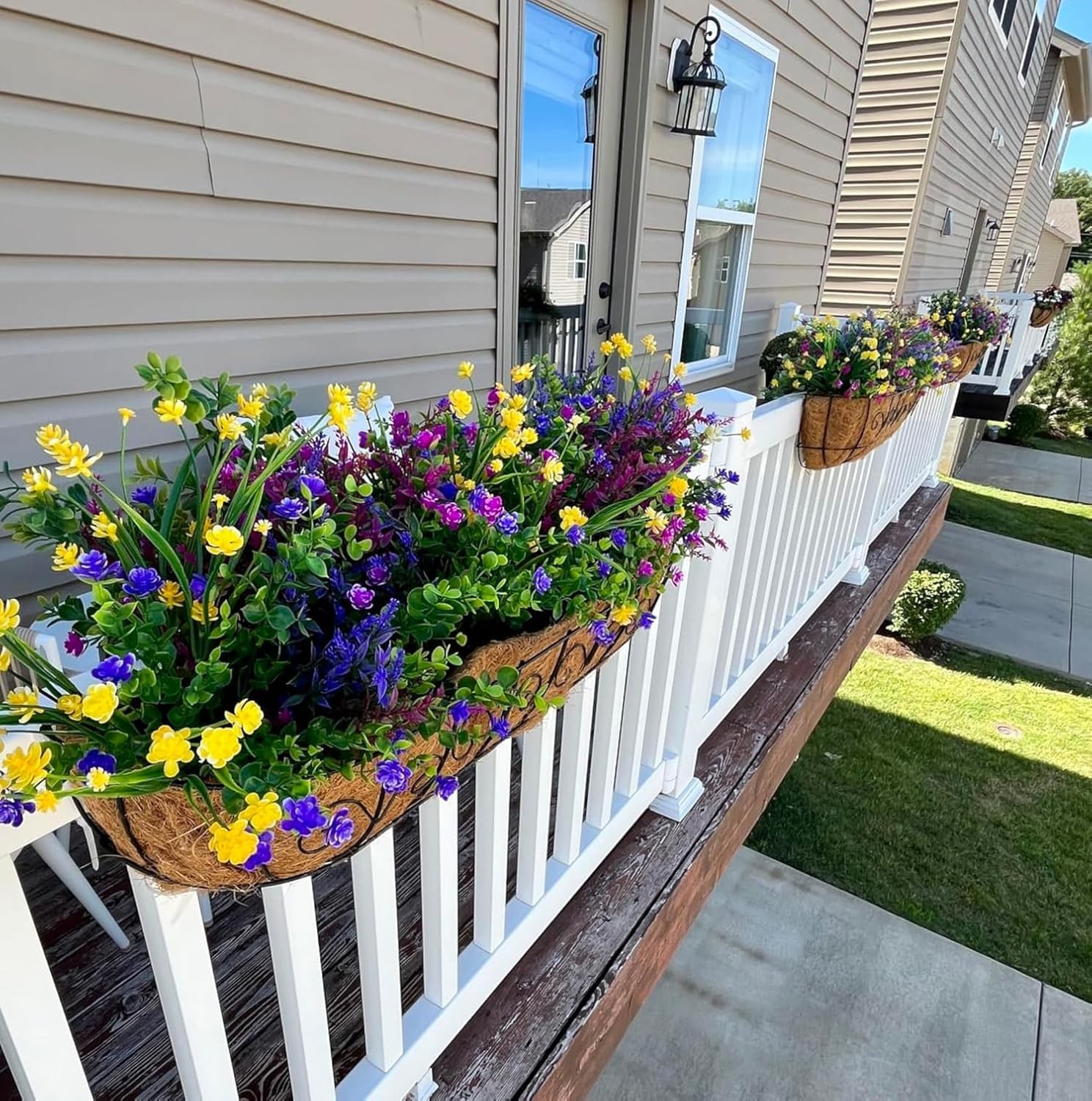 24 Bundles Artificial Flowers Outdoors Faux Plants UV Resistant Fake Flowers Fau