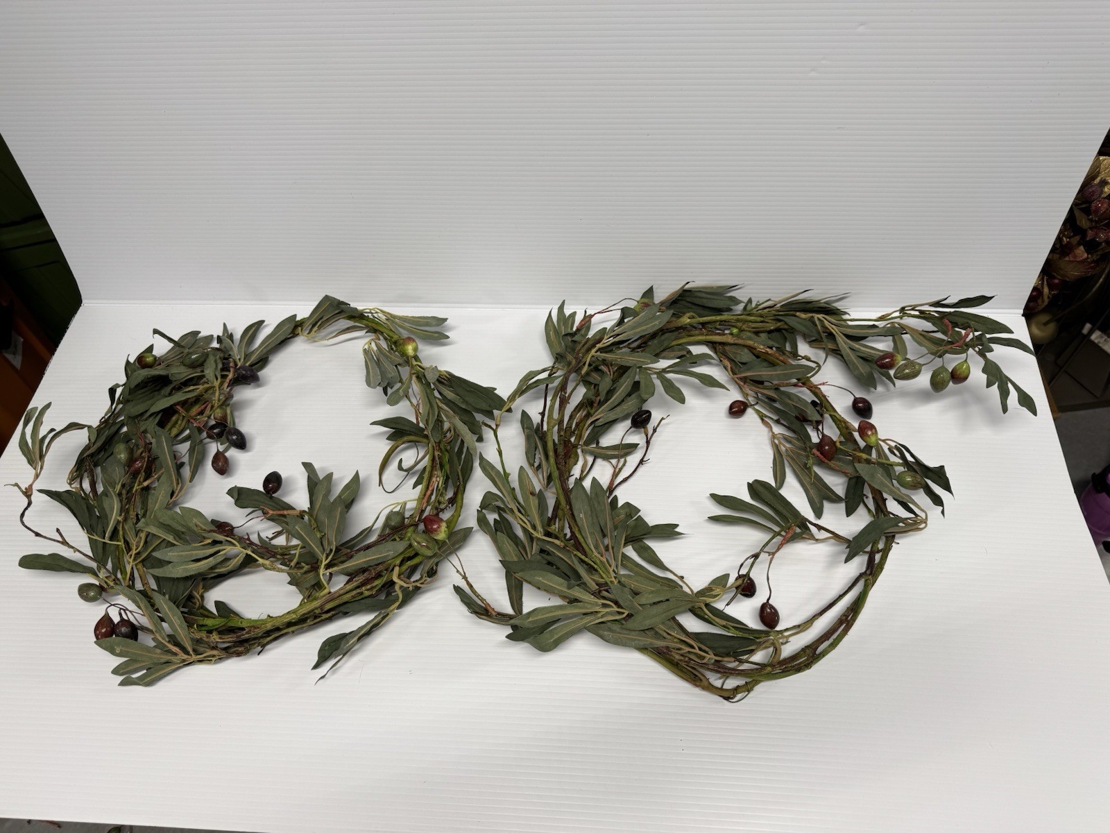 Lot of 2 6ft + Olive Branch Garlands Artificial Olive Tree Farmhouse Decor Wine