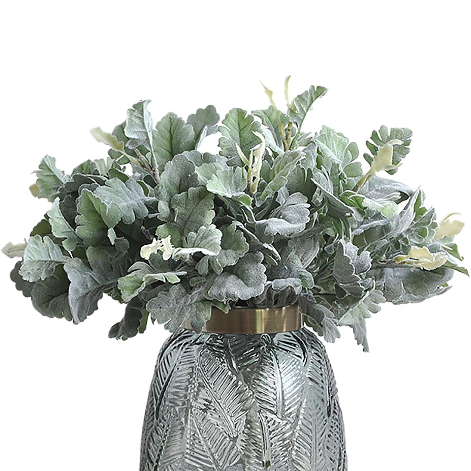 10Pcs Artificial Dusty Miller Bush Greenery Faux Green Dusty Miller Plants Fa…