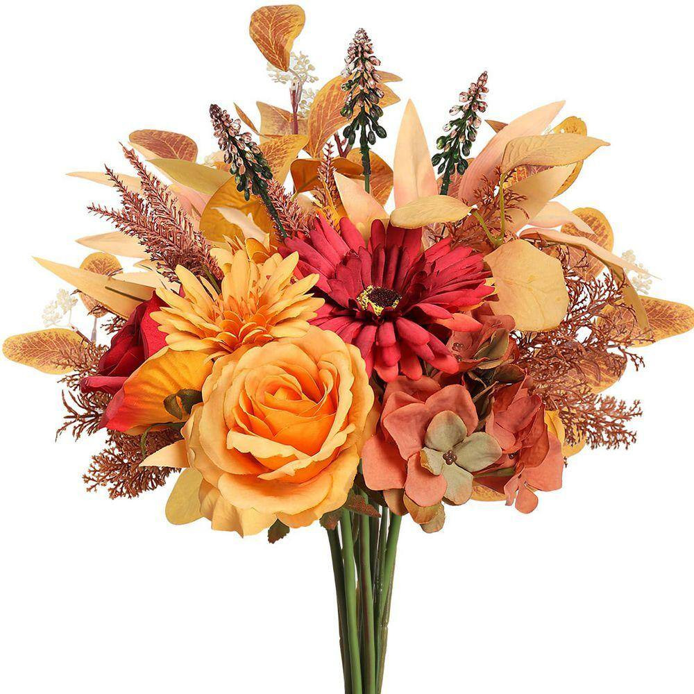 17.7 In. H Multicolor Artificial Fall Flowers Bouquet for Decor, Fake Silk Flowe