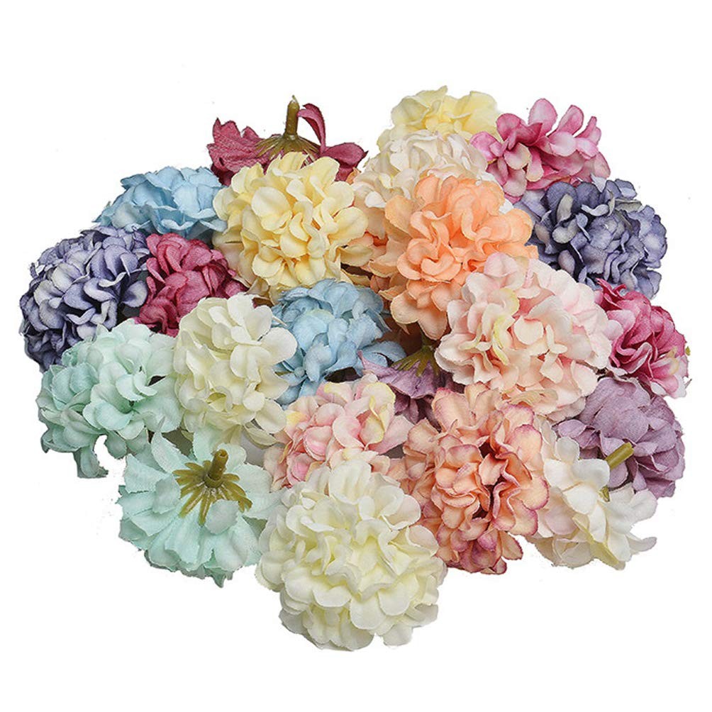 24 Pcs 1.8″ Artificial Hydrangea Flower Heads Bulk Silk Flower for Wedding De…