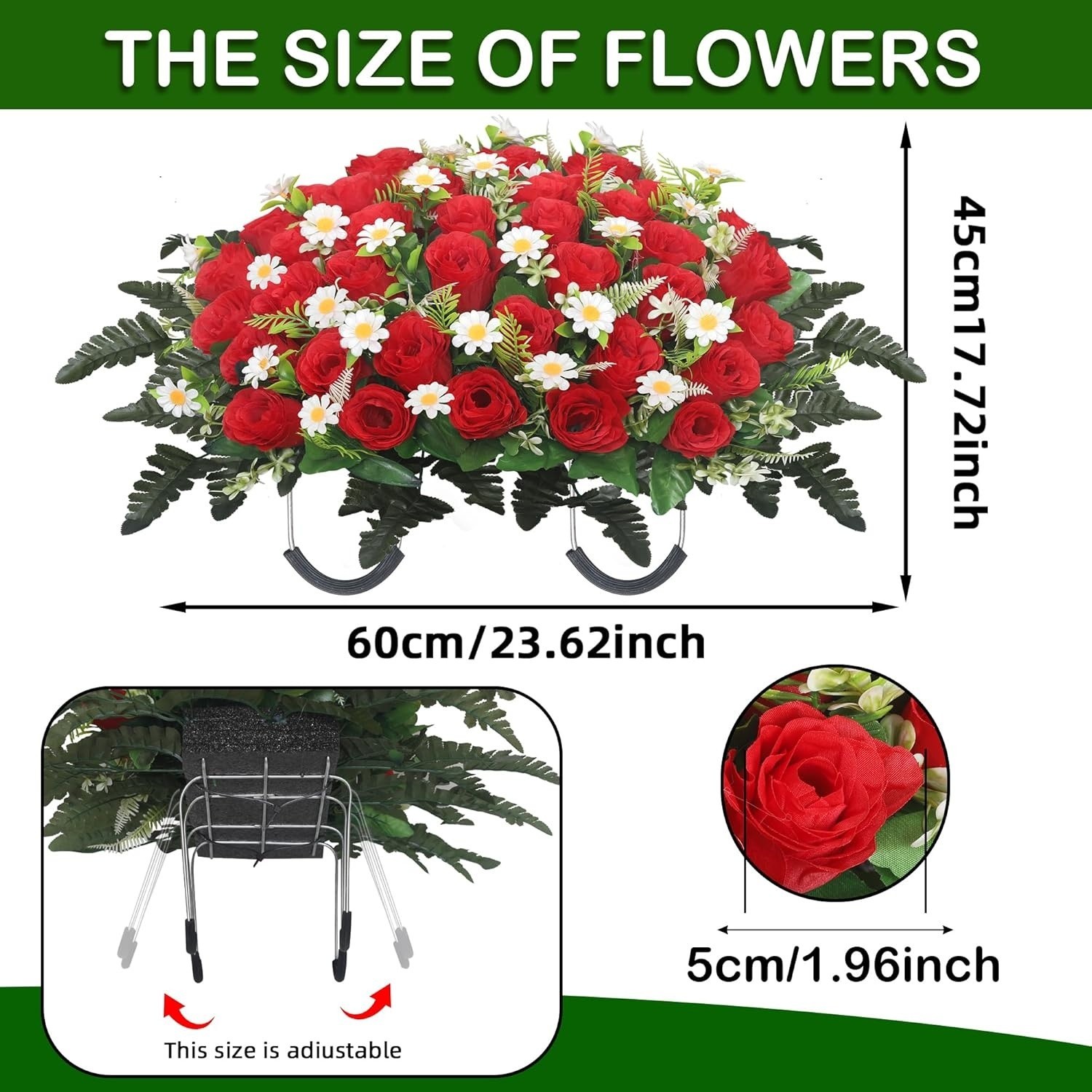 Artificial Cemetery Flower Saddle Artificial Rose Memorial Flowers, Flower Decor