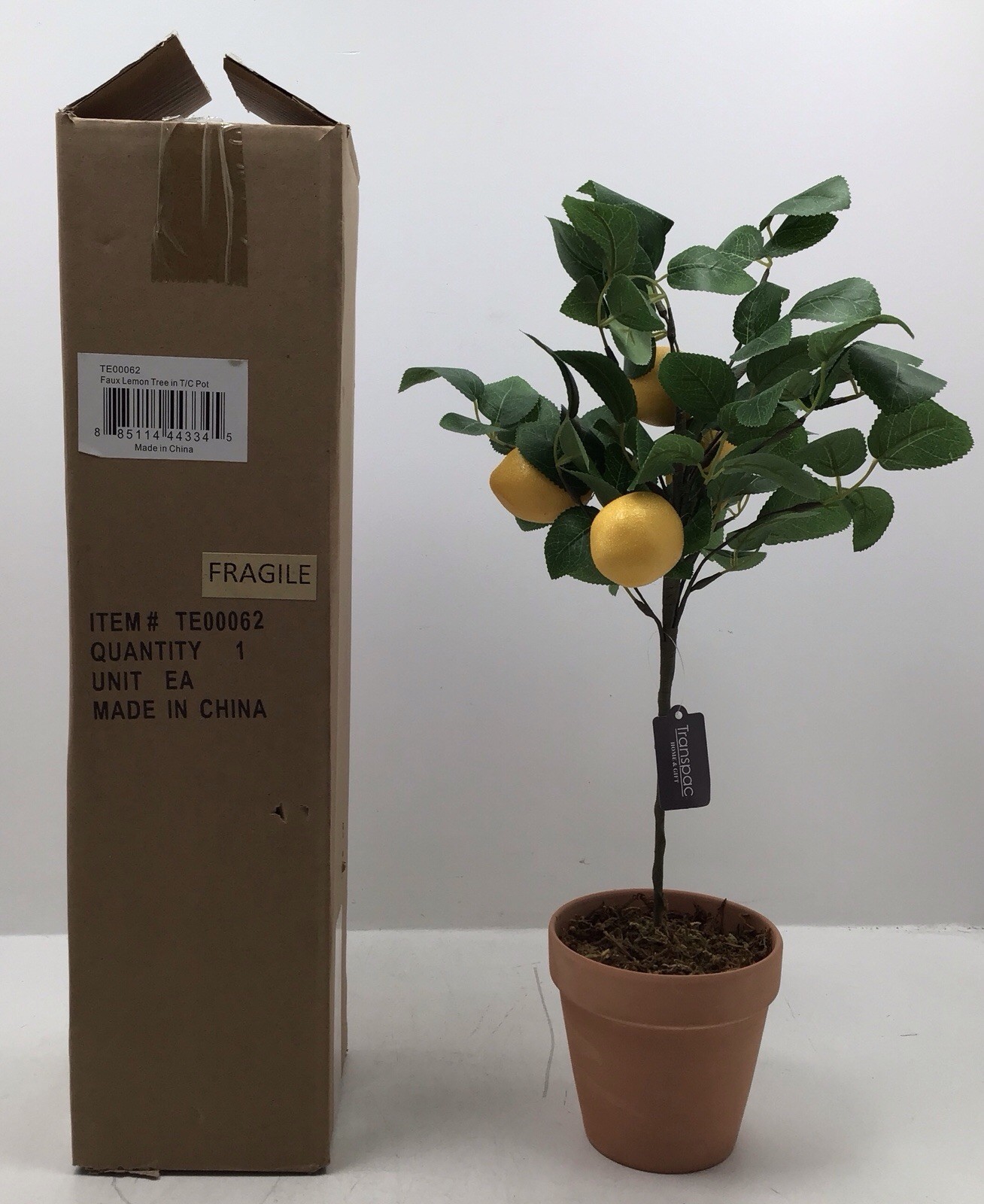 Transpac Faux Lemon Tree in Terracotta Pot Tabletop Plant 20 Inches Tall