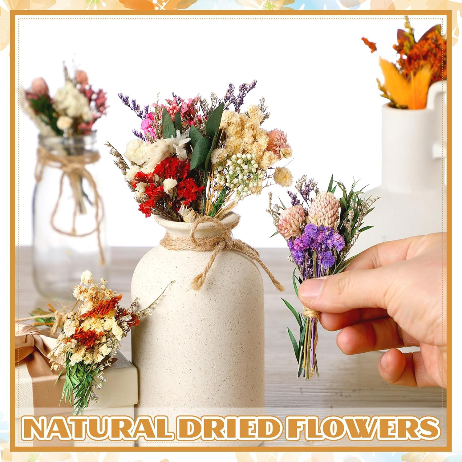 Mini Dried Flower Bouquet Set – Boho Wall Decor for Home and Table