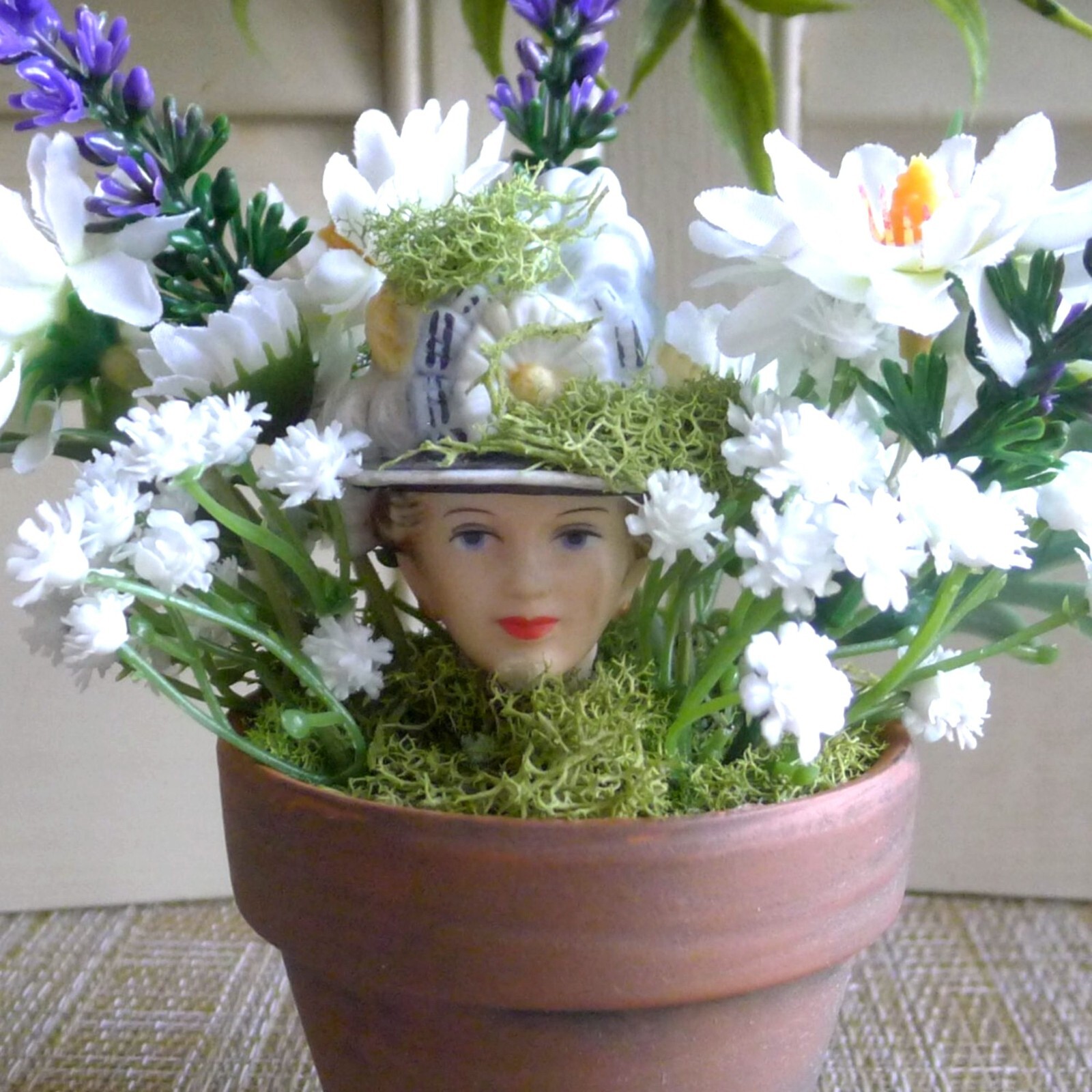 Mixed Media Floral Arrangement Weird Art Assemblage Has Anyone Seen Auntie? OOAK