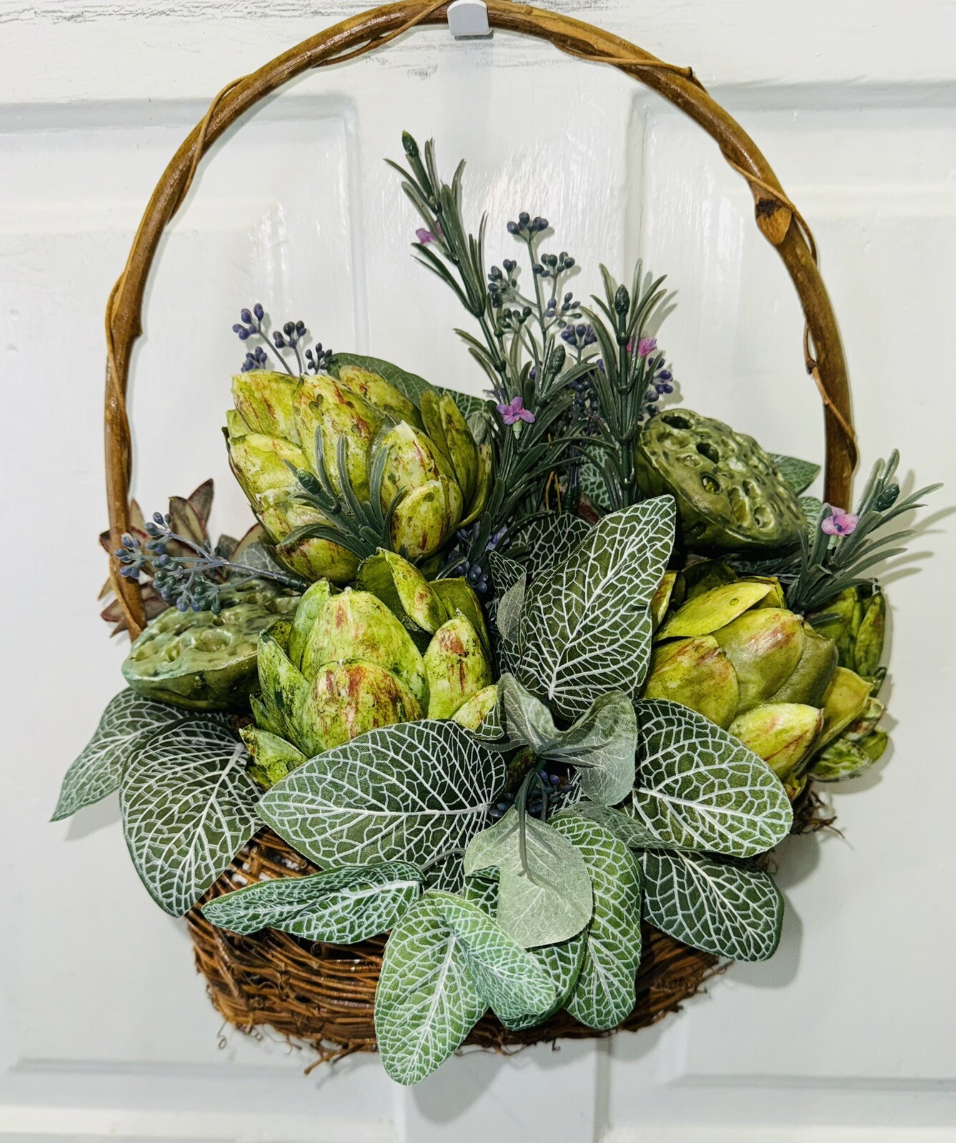 Hanging Basket Wreath Artificial Flower succulants Front Door Wall Decor