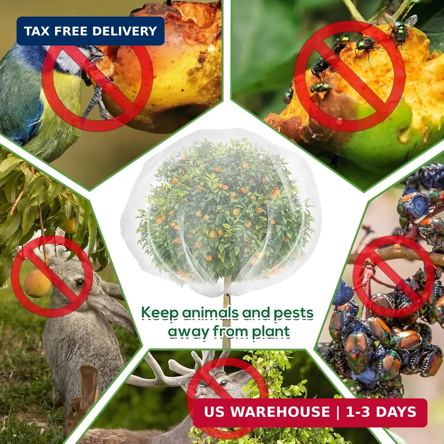 Fruit Tree Netting with Drawstring, 7 x 6ft Ultra-Fine Mesh Garden Insect & Bird