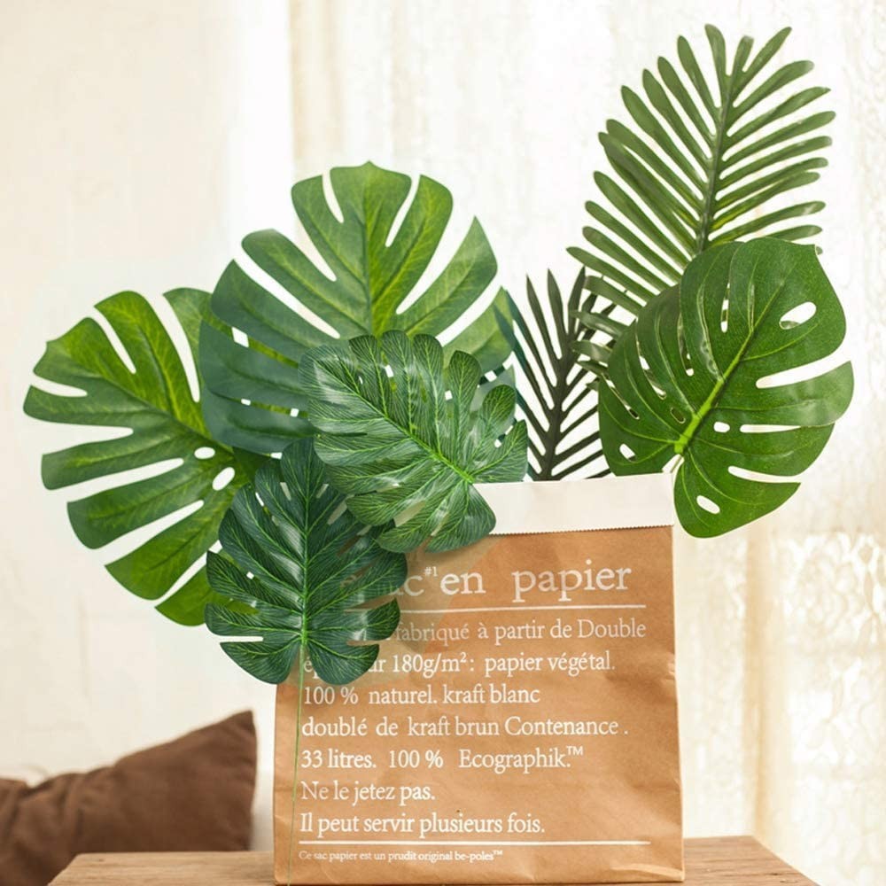 78 Pcs Tropical Artificial Leaves – Jungle Safari Decor for Hawaiian Luau Party