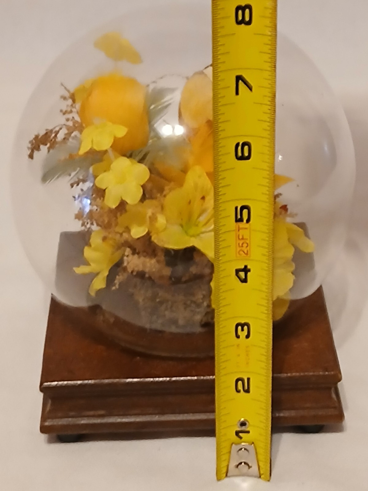 Vintage PENCO Glass Dome Terrarium w/ faux silk flowers & butterfly- 19″ around