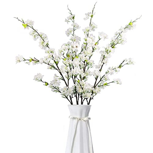 4Pcs Artificial Cherry Blossom Flowers 43 Inch Long Stem Cherry Blossom Decor