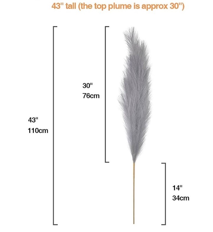FOTEEWL 8 PCS Faux Pampas Grass Decor 43″ Tall Fake Pompas Floral Large grey