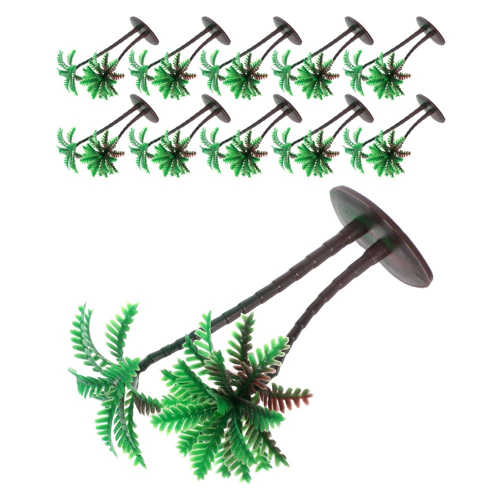 15Pcs Reusable Plastic Mini Palm Trees for Crafts Green Artificial Coconut Decor
