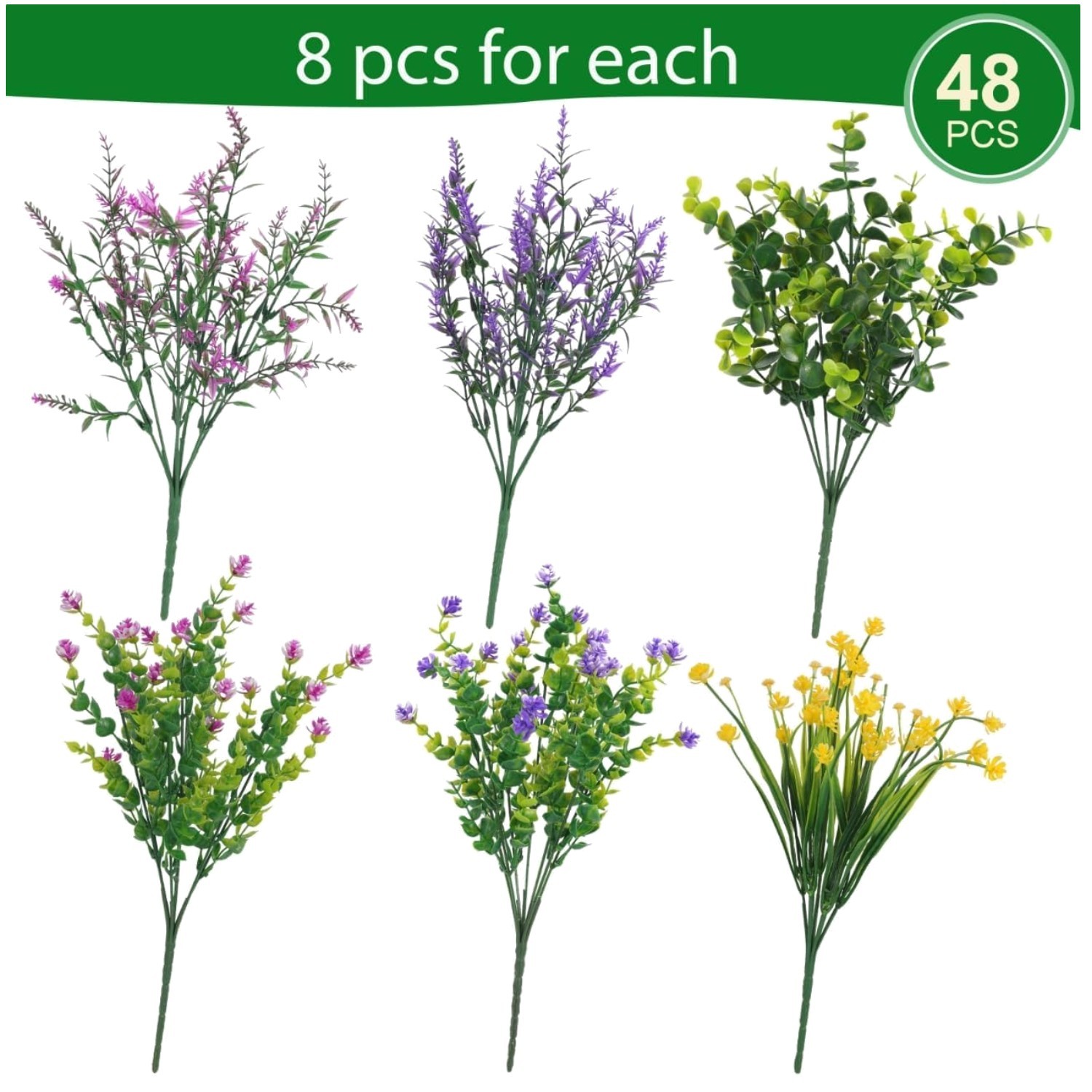 Artificial Flowers Bulk Pack – Fuchsia Purple Yellow Green