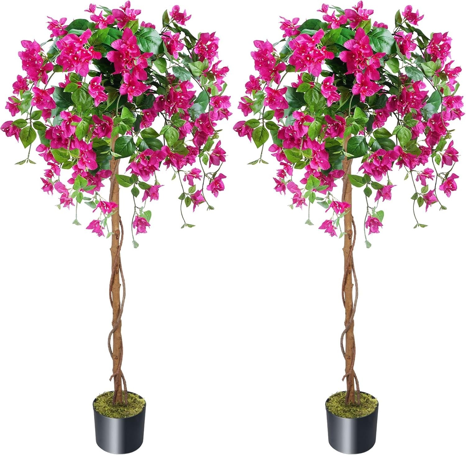 HUAESIN 2 Pack Artificial Bougainvillea Tree Fake Tall Plants Outdoor 5FT Artifs