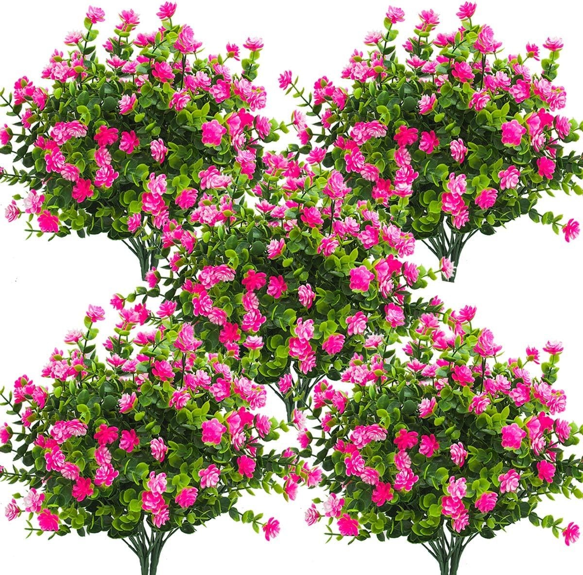 Lifelike 10 Bundle Pink Eucalyptus Fake Flowers – Perfect for Garden & Home