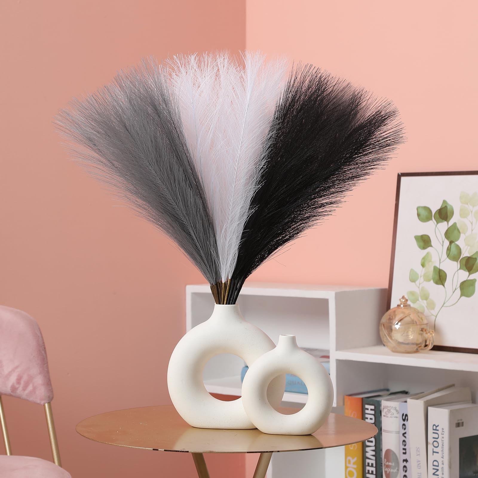Faux Pampas Grass Decor 17.7 Inch 30pcs, Artificial Pampas Grass Fluffy Home …