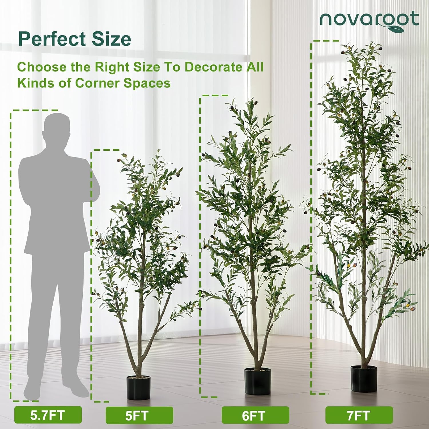 Olive Trees Artificial Indoor, 6FT Tall Faux Olive Tree with Moss and Planter,