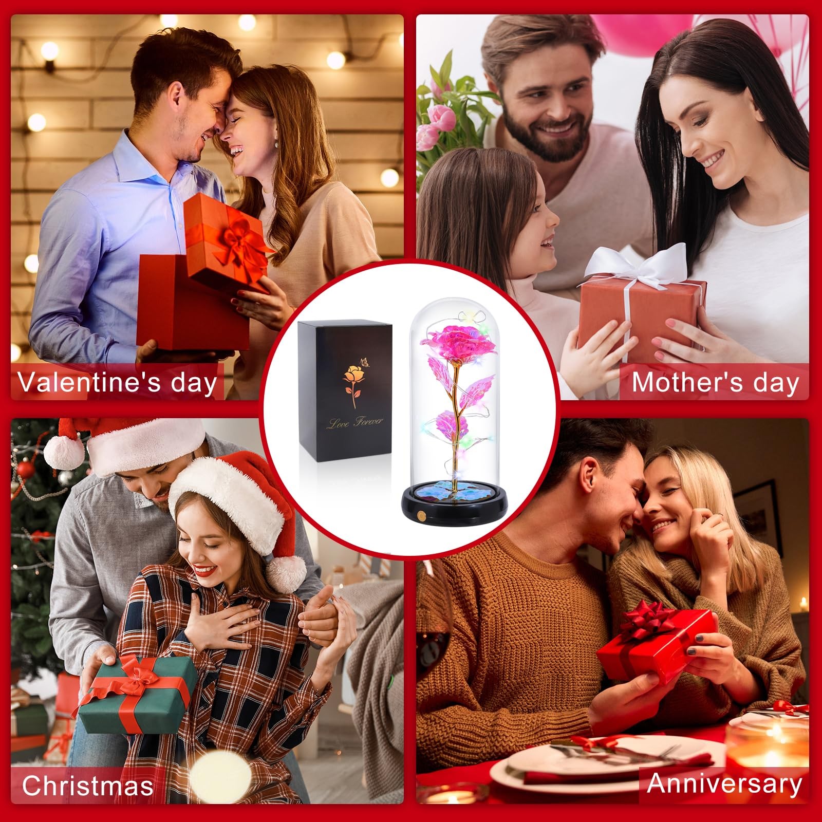 Mothers Day Flowers Gifts for Mom Women Birthday Gift, Rechargeable Galaxy Gl…