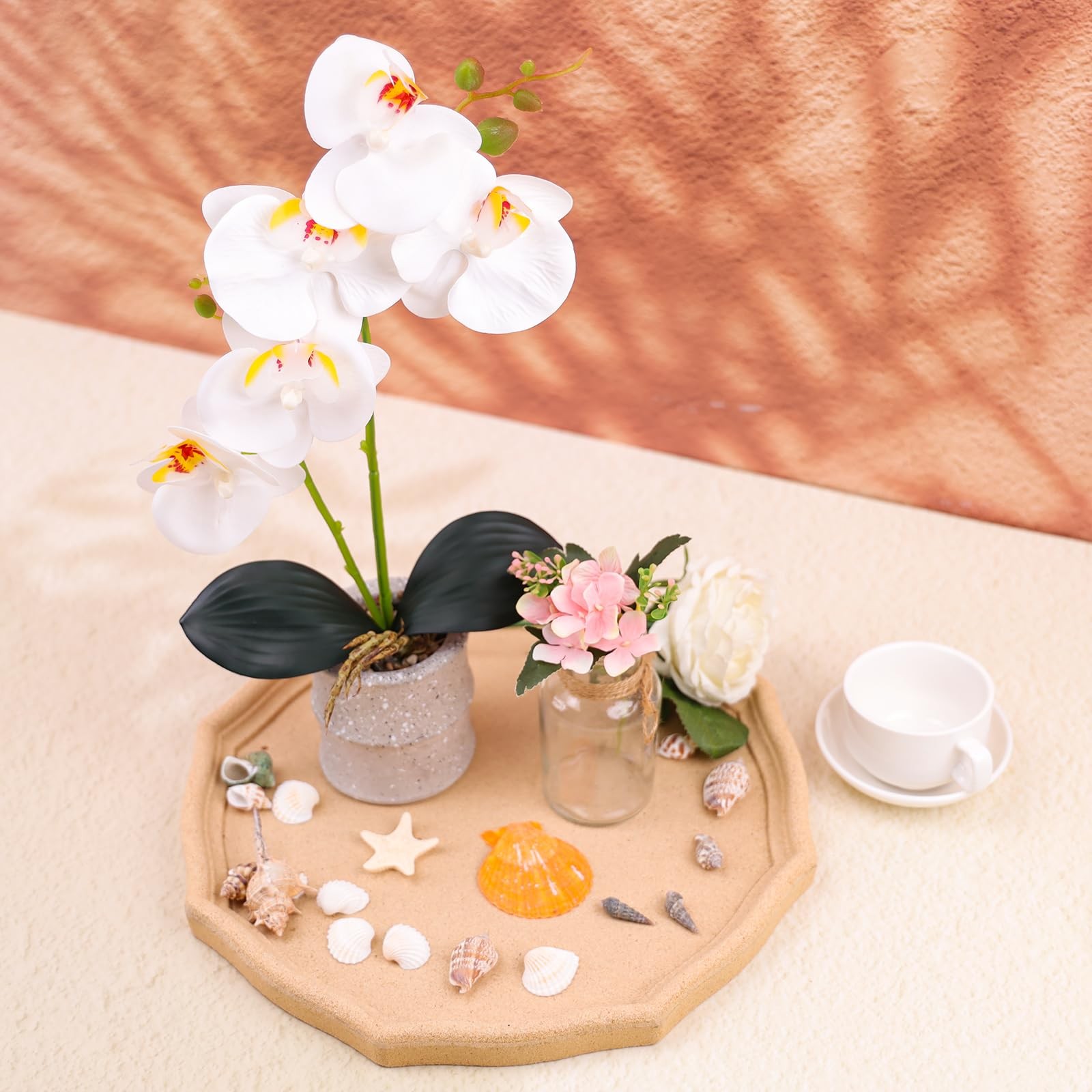 16.5 Inch White Fake Orchids Flowers in Pot Artificial Orchid Flowers Potted …