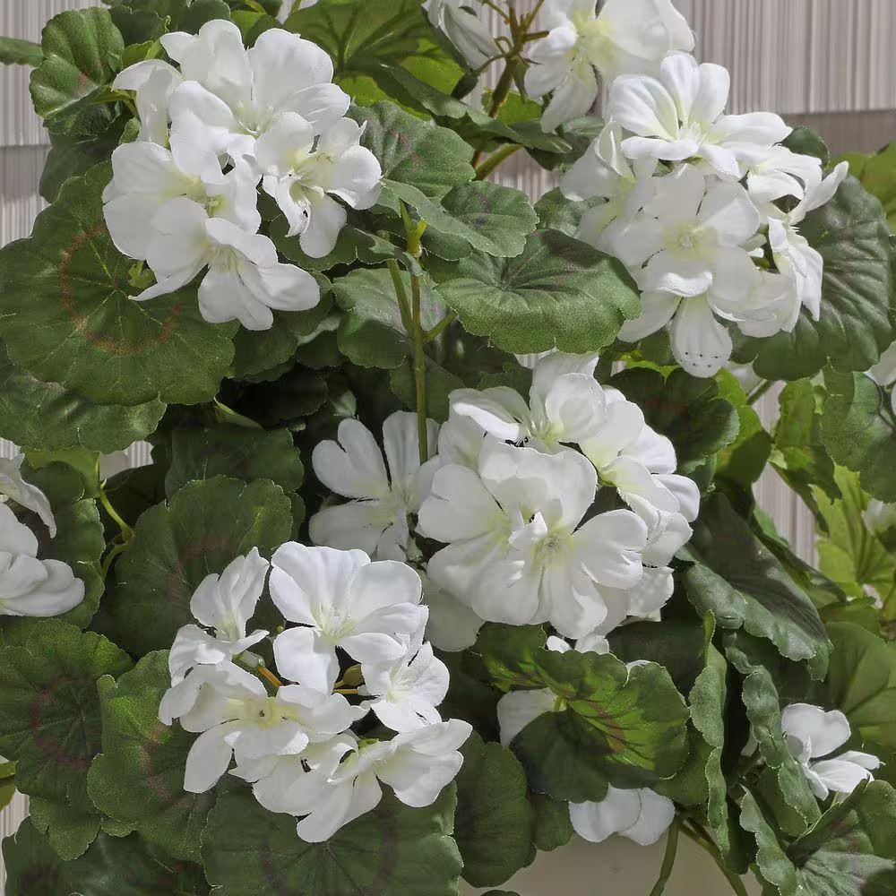 27 In. White Indoor Artificial Hanging Geranium Plant