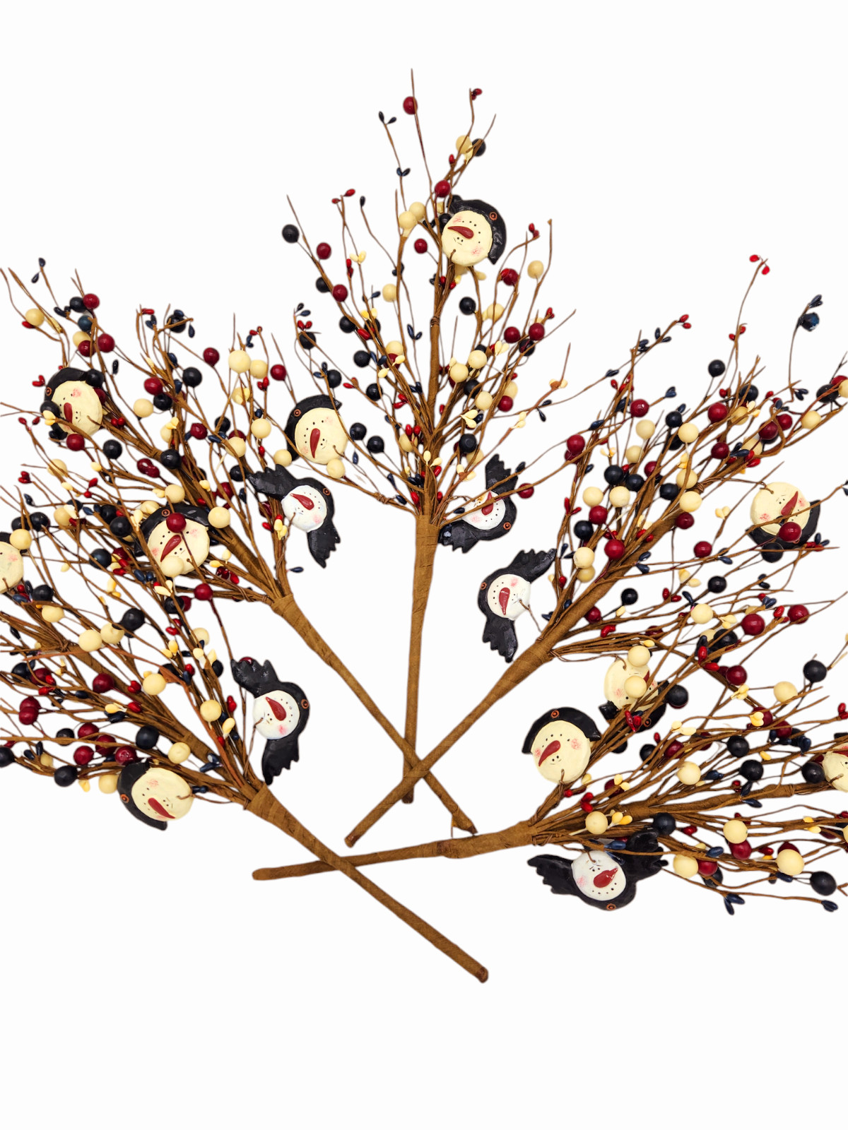 Red, White and Blue Color Artificial Berry Picks w/Snowman Spray Home Decor N620