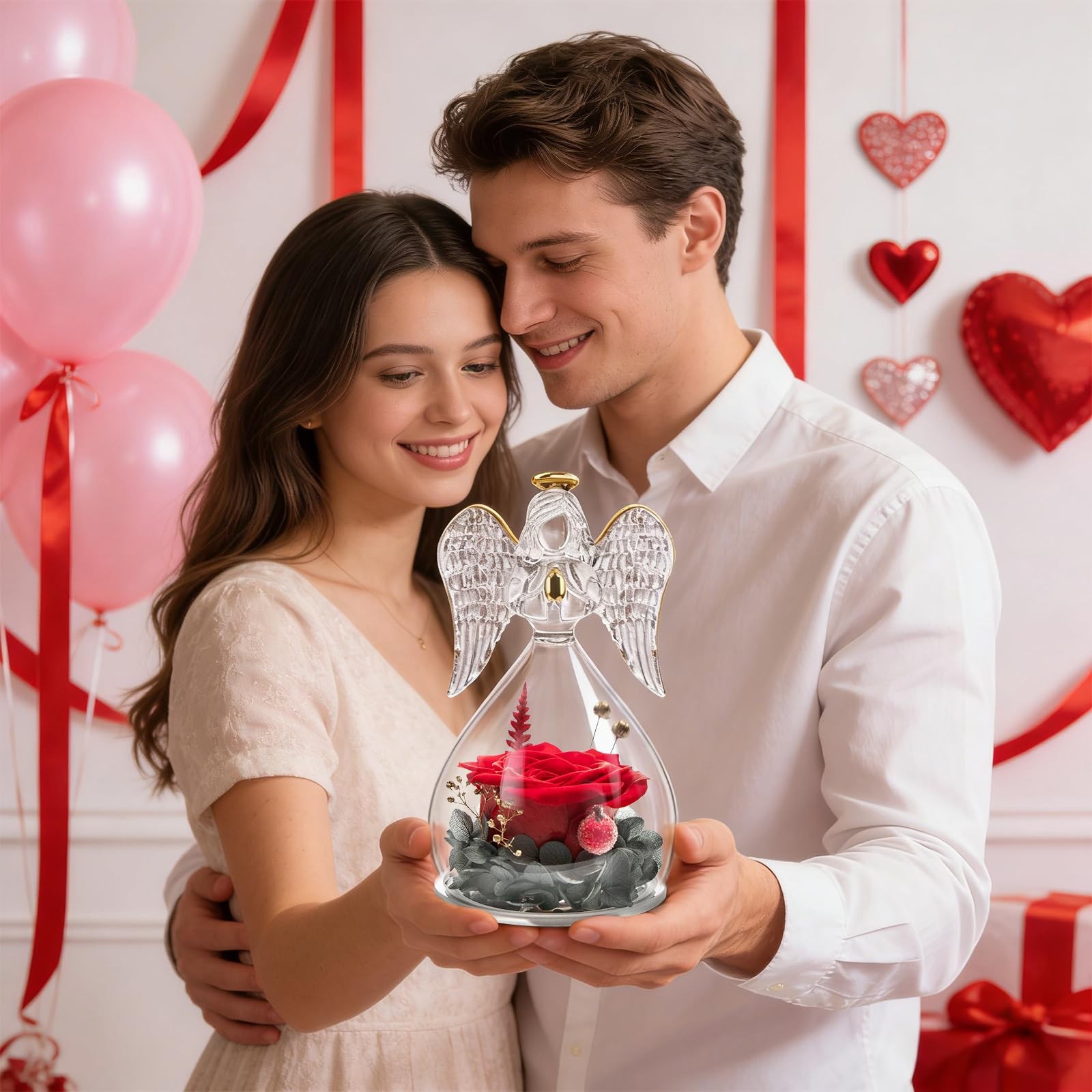 Angel Figurines Forever Real Rose Birthday Gifts for Mom Grandma Wife,Flowers