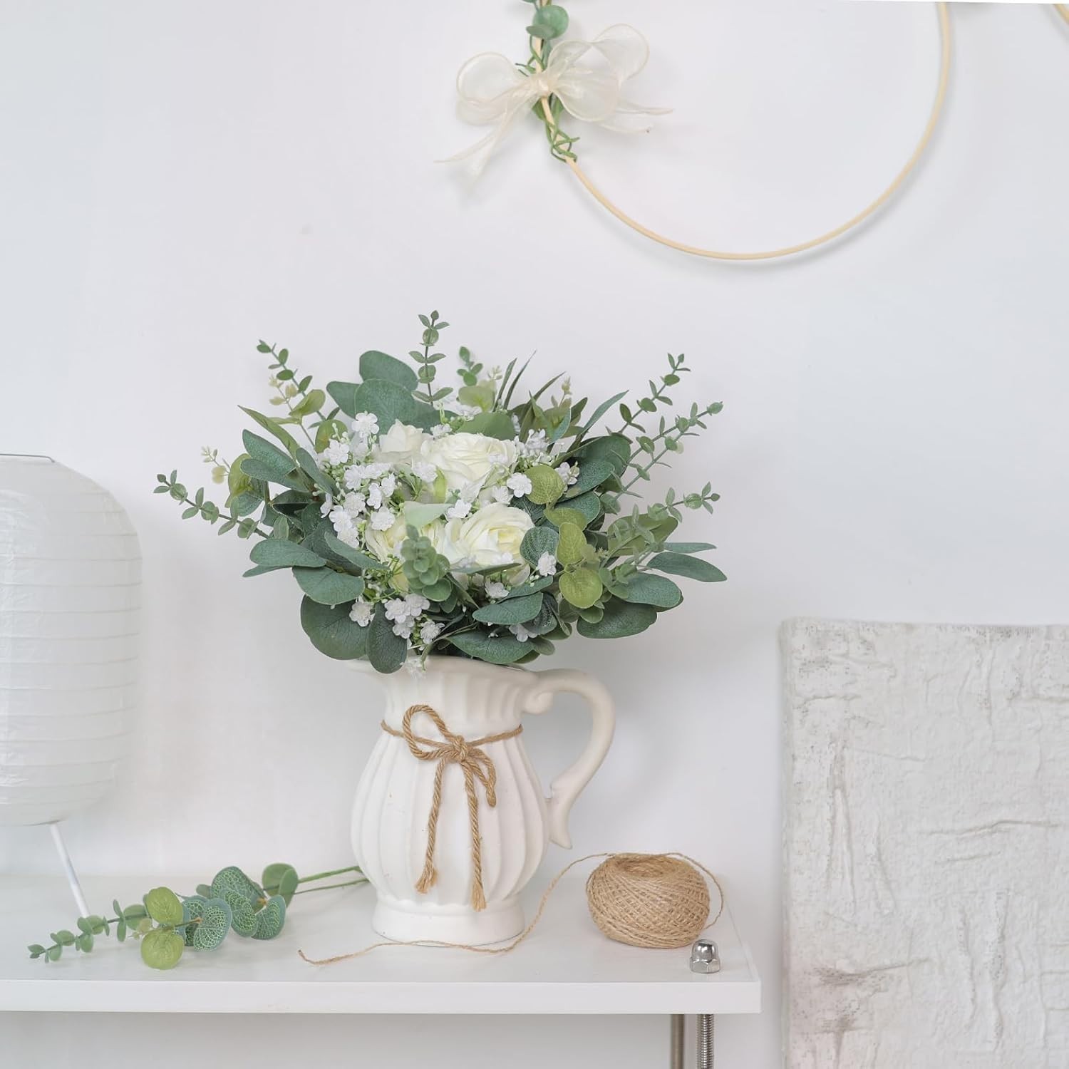 Eucalyptus Stems and Mixed Flowers 110 Pcs Realistic Greenery for Arrangements
