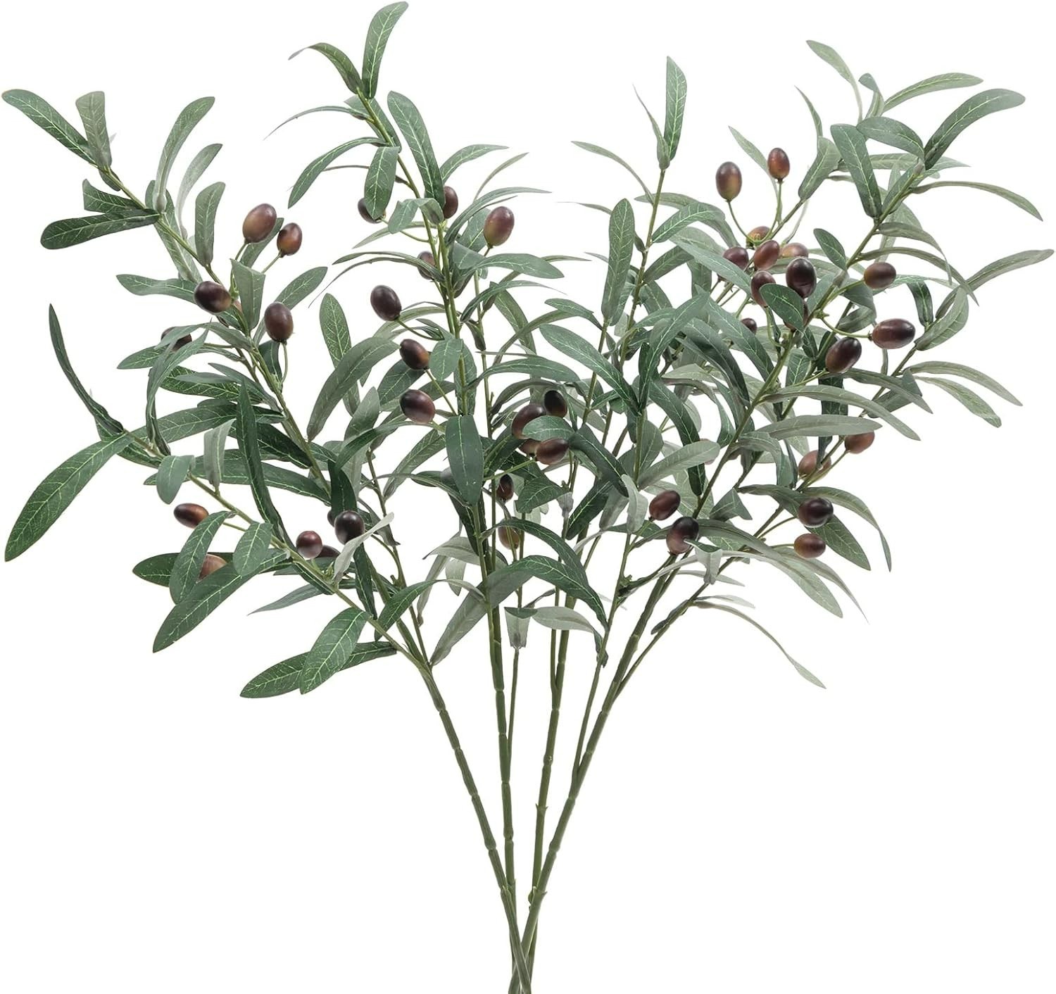 4-Pack Waterproof 28” Olive Stems – Perfect for DIY Floral Arrangements