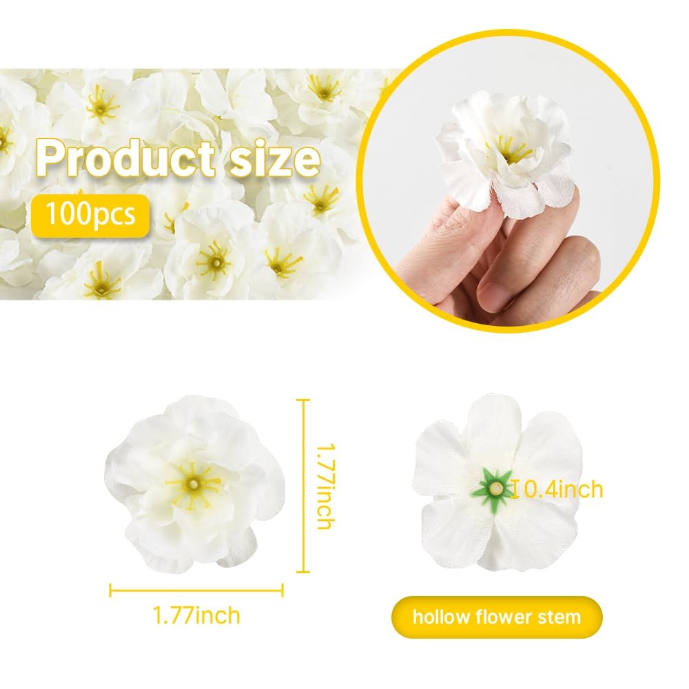 Artificial Cherry Blossom Flower Heads, Fake Silk Sakura Floral Heads for Bri…
