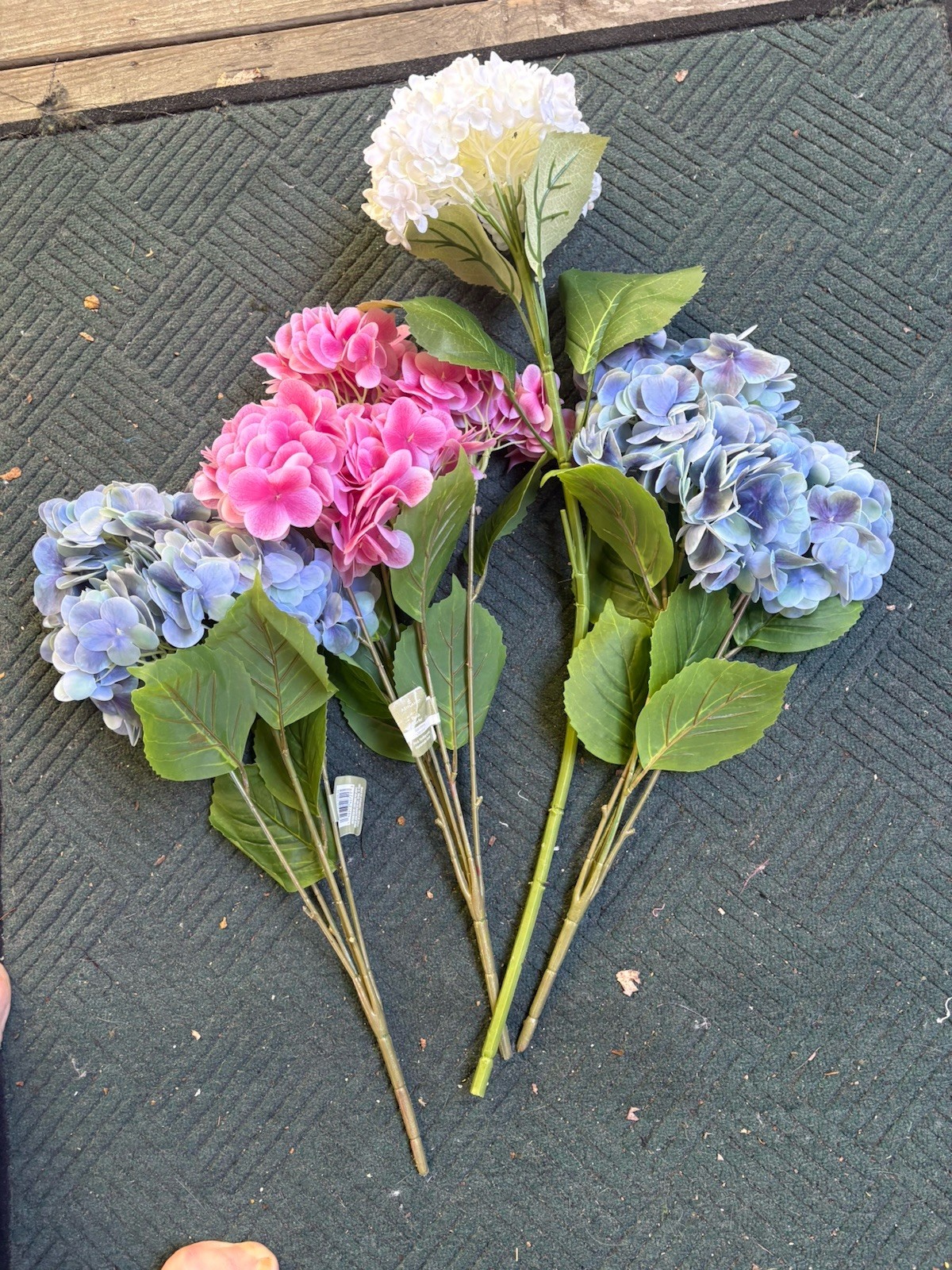 Lot Artificial Hydrangea Fake Flowers Real Touch 23” Blue Green Pink Latex Decor