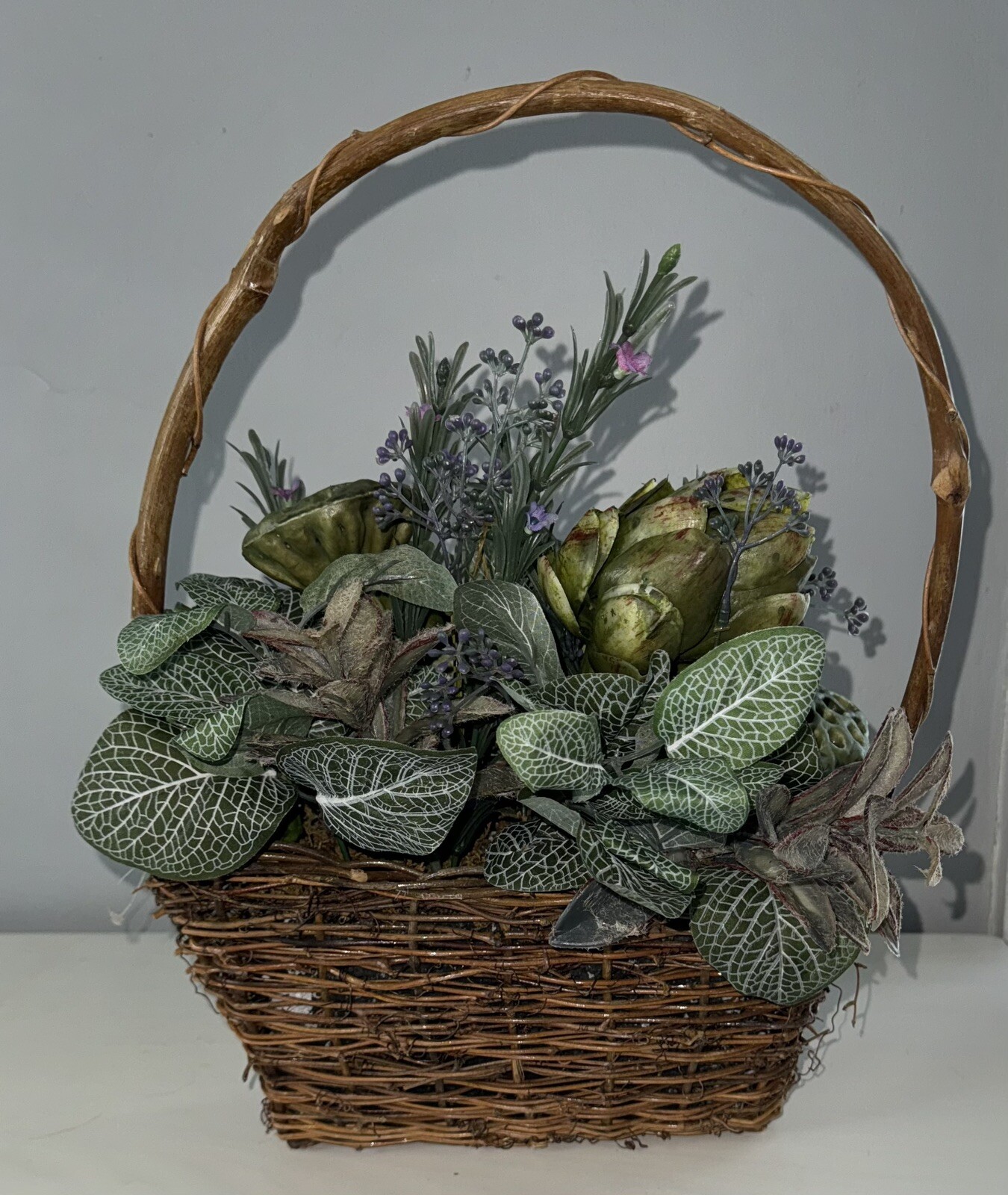 Hanging Basket Wreath Artificial Flower succulants Front Door Wall Decor