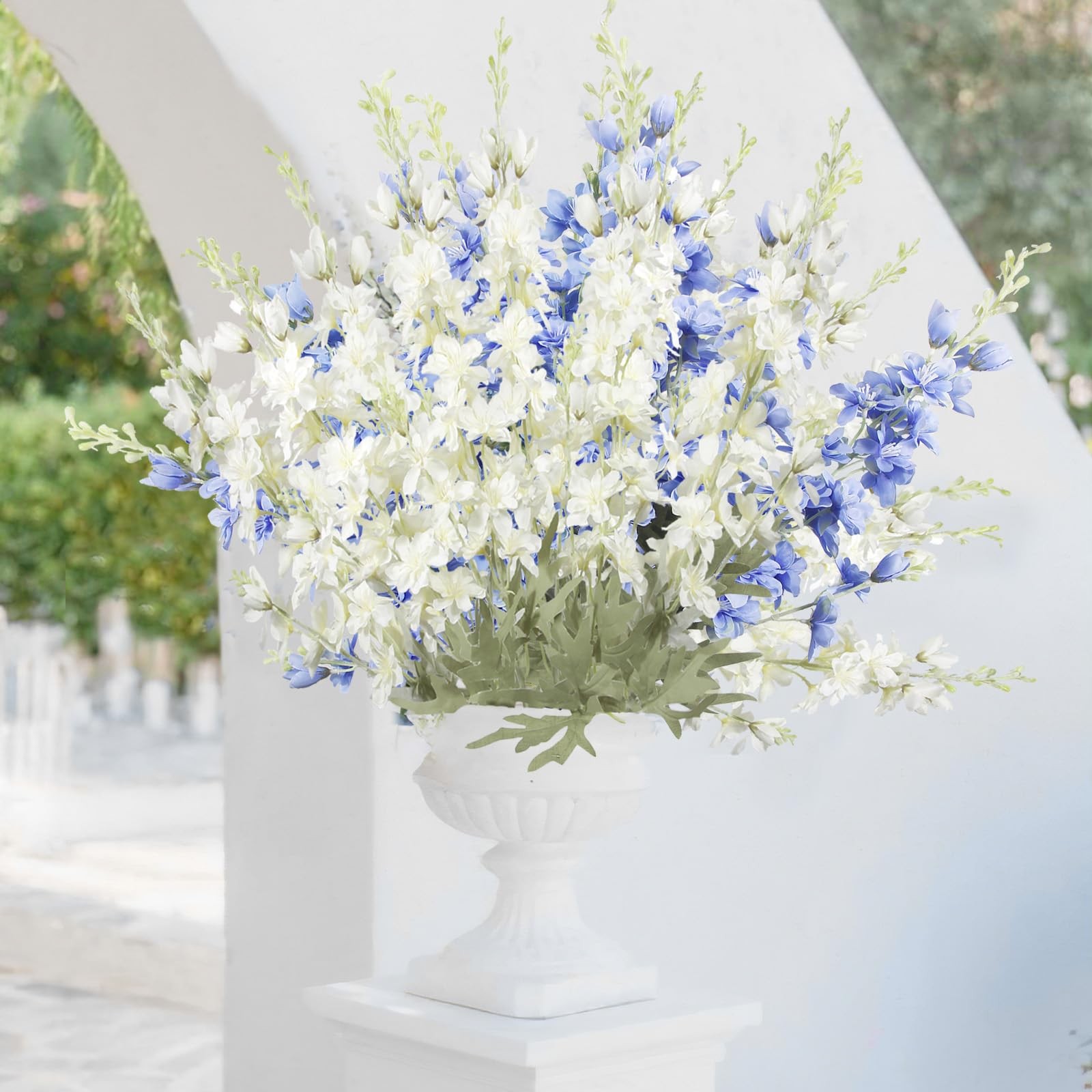 4Pcs White Delphinium Artificial Flowers 33.5″ Silk Flowers Bulk Larkspur Art…